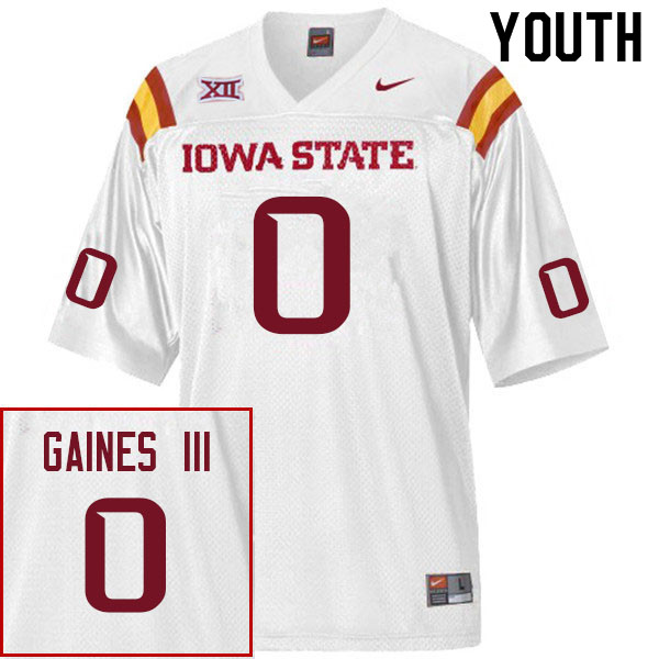 Youth #0 Greg Gaines III Iowa State Cyclones College Football Jerseys Sale-White